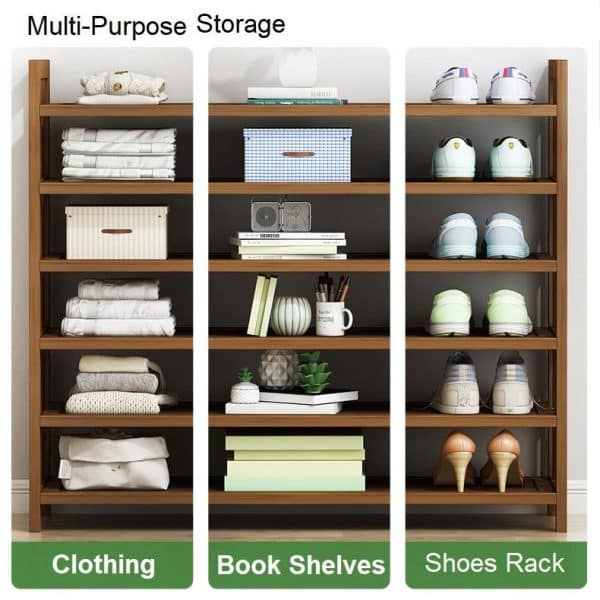 8 Tier Tower Bamboo Wooden Shoe Rack Corner Shelf Stand Storage Organizer - Image 2