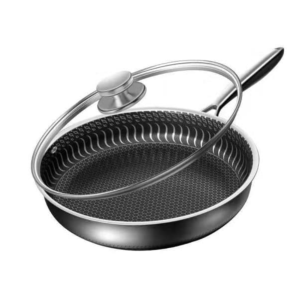 304 Stainless Steel Frying Pan Non-Stick Cooking Frypan Cookware 28cm Honeycomb Double Sided without lid - Image 2