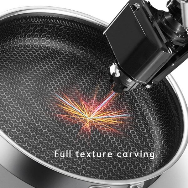 Stainless Steel Frying Pan Non-Stick Cooking Frypan Cookware 32cm Honeycomb Double Sided - Image 2