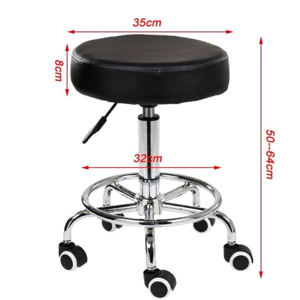 Salon Chair Bar Swivel Stool Office Roller Wheels Portable Height Adjust Leather BS8401 - Image 2