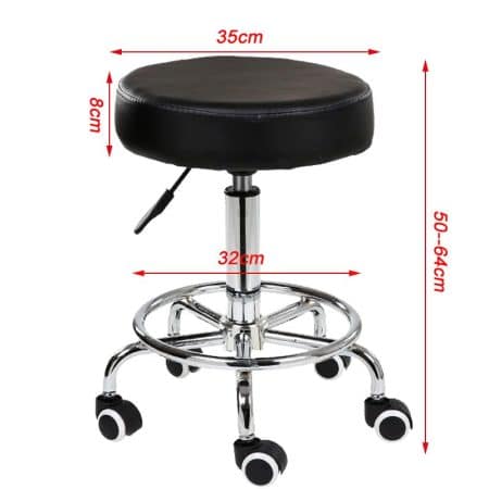 Salon Chair Bar Swivel Stool Office Roller Wheels Portable Height Adjust Leather BS8401(x2) - Image 2