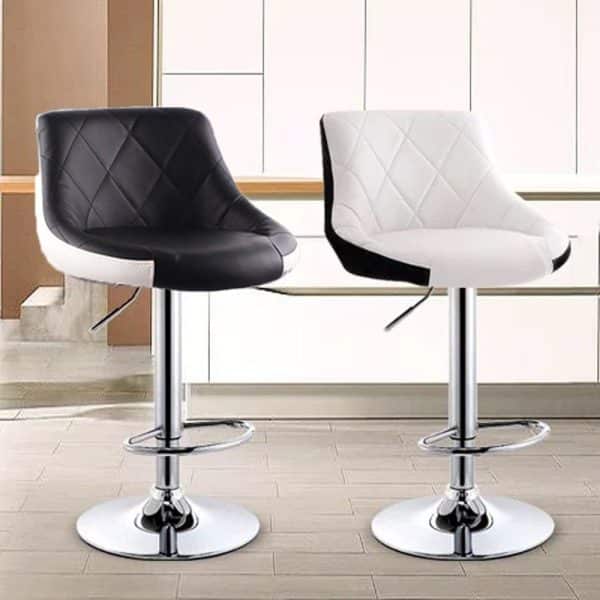 Bar Stools Kitchen Bar Stool Leather Barstools Swivel Gas Lift Counter Chairs x2 BS8403 Black - Image 2