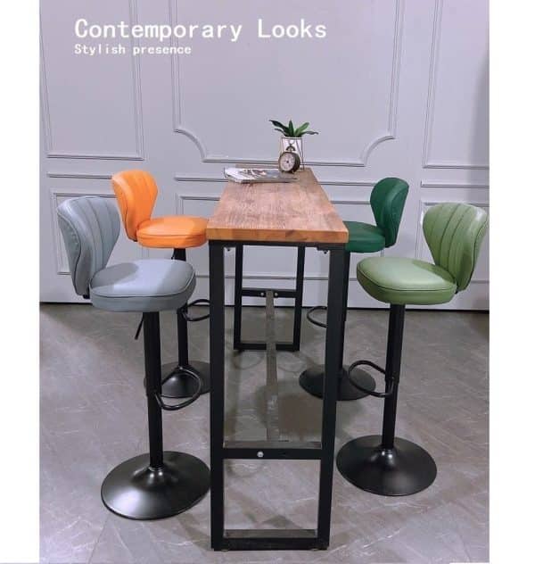 Bar Stools Kitchen Bar Stool Leather Barstools Swivel Gas Lift Counter Chairs x2 BS8405 Brown - Image 2