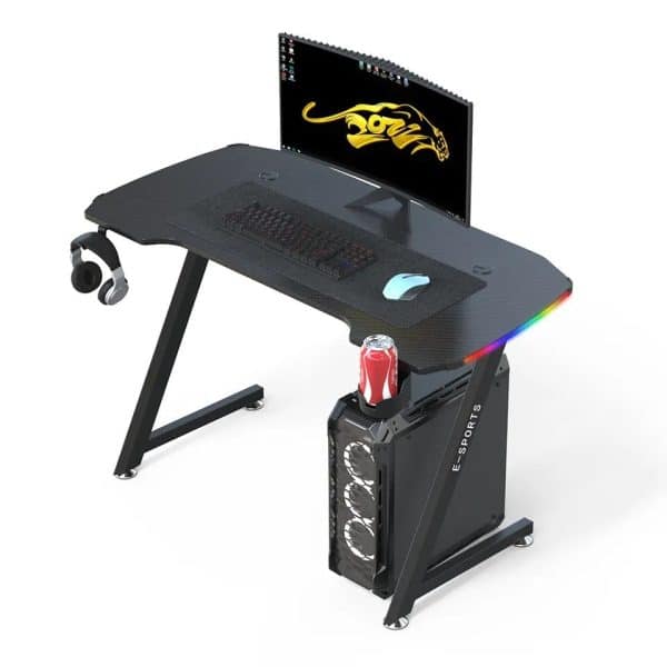 140cm New Arrive Computer Table Z Shaped Gaming Desk With RGB Led Lights Gaming Tables - Image 2