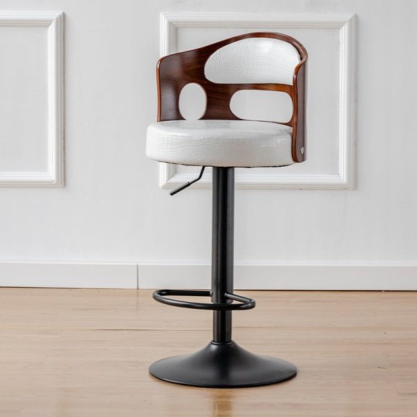 Bar Stools Kitchen Bar Stool Leather Barstools Swivel Gas Lift Counter Chairs- White - Image 2