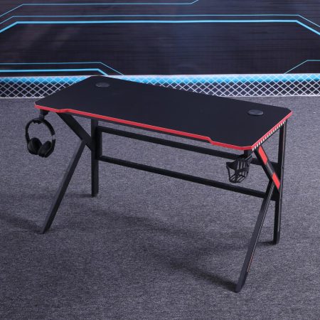 Gaming Desk Desktop PC Computer Desks Desktop Racing Table Office Laptop Home K-Shaped Legs Black 140cm - Image 2