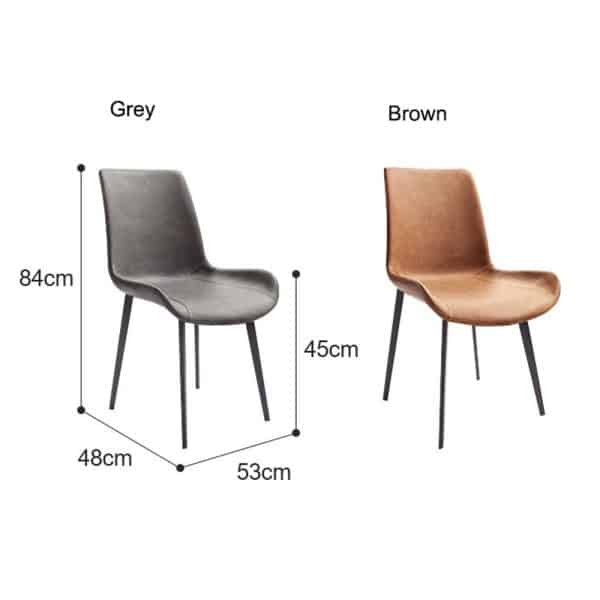 Minimal List Dining Chairs PU Retro Chair Cafe Kitchen Modern Metal Legs x 2 Brown - Image 2