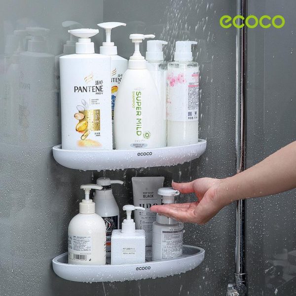Ecoco Bathroom Corner Shower Shelf Corner Shower Caddy Shower Storage Organizer Wall Mounted for Bathroom, Kitchen, Toilet Grey - Image 2