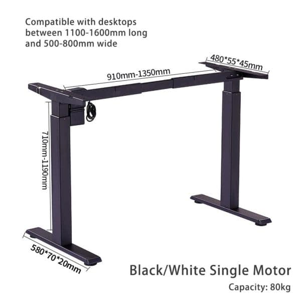 Standing Desk Height Adjustable Sit Stand Motorised Single Motor Frame Only Grey - Image 2