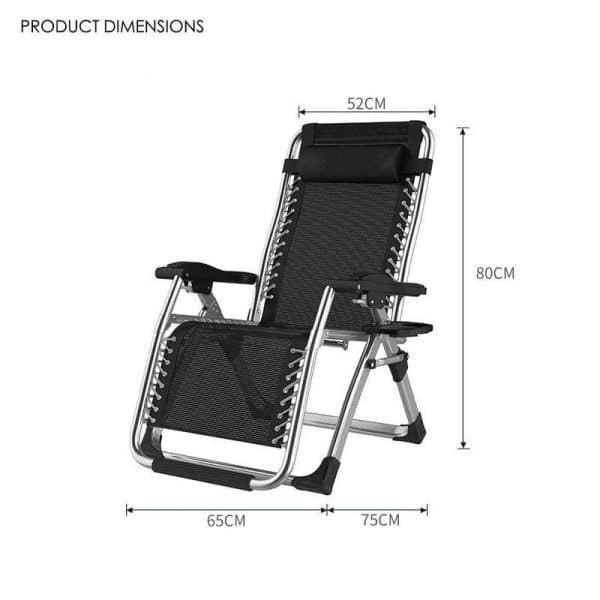 Kingsize Outdoor Folding Reclining Garden Beach Chair Sun Lounger Deck Recliner Silver Color - Image 2