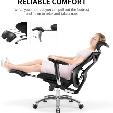 Sihoo Ergonomic Office Chair V1 4D Adjustable High-Back Breathable With Footrest And Lumbar Support Grey - Image 2