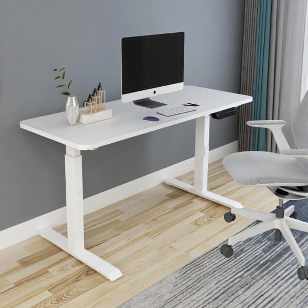 160cm Standing Desk Height Adjustable Sit Stand Motorised Black Single Motor Frame Maple Top - Image 2