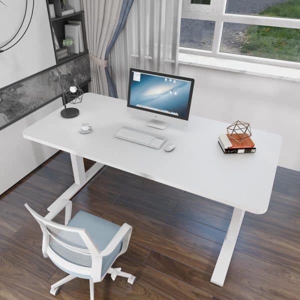120cm Standing Desk Height Adjustable Sit Grey Stand Motorised Single Motor Frame White Top - Image 2