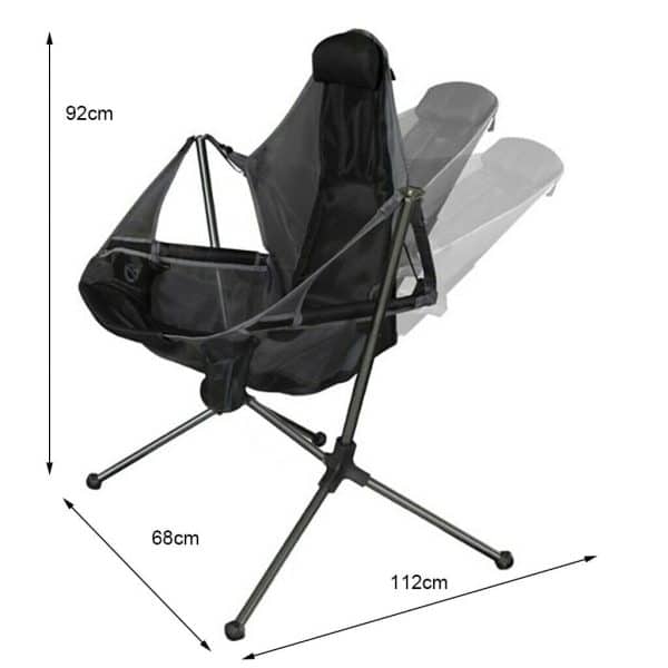 Camping Chair Foldable Swing Luxury Recliner Relaxation Swinging Comfort Lean Back Outdoor Folding Chair Outdoor Freestyle Portable Folding Rocking Chair Red - Image 2