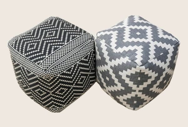 Vintage Geometric Pouf Cotton Printed Footstool Ottoman Pouffe Cover 55 cm X 45 - Image 2