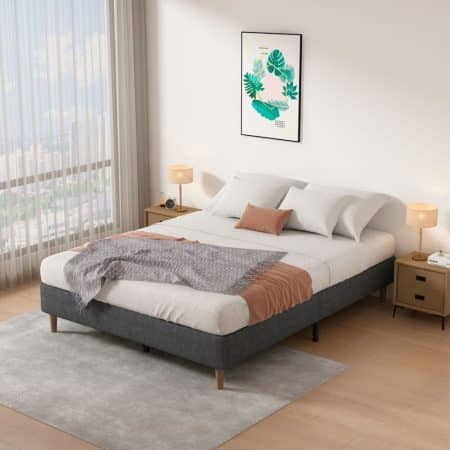 Bed Frame Mattress Foundation (Dark Grey) – Double - Image 2