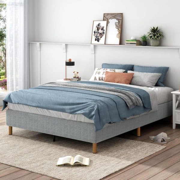 Metal Bedframe Mattress Foundation (Light Grey) – Single - Image 2
