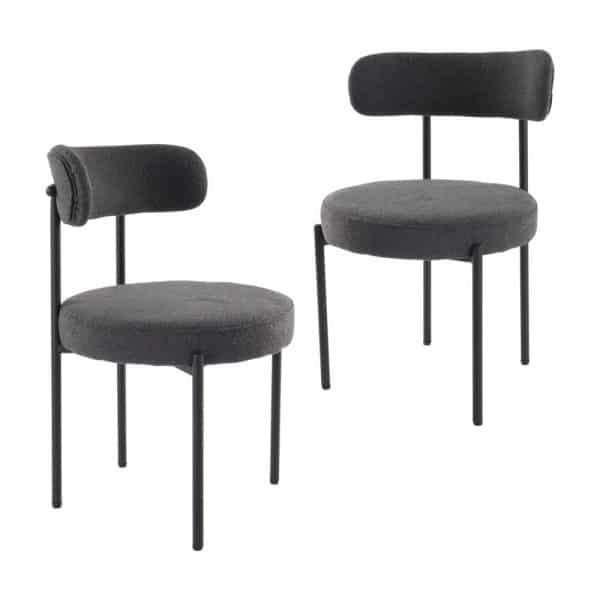 Charcoal Chic Boucle Elsa Dining Chairs - Image 2