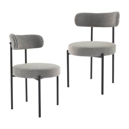Plush Boucle Cushioned Elsa Dining Chairs in Slate Grey - Image 2