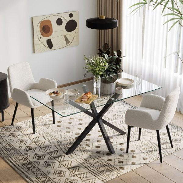 Boucle – teddy Sherpa Fabric Bliss Armrest Dining Chair Ensemble - Image 2