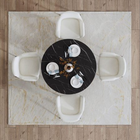 Round Marble-Effect Table-Black - Image 2