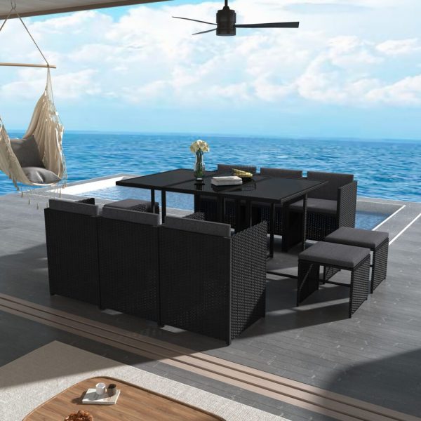 Bali 11 Piece Outdoor Dining Set-Black - Image 2