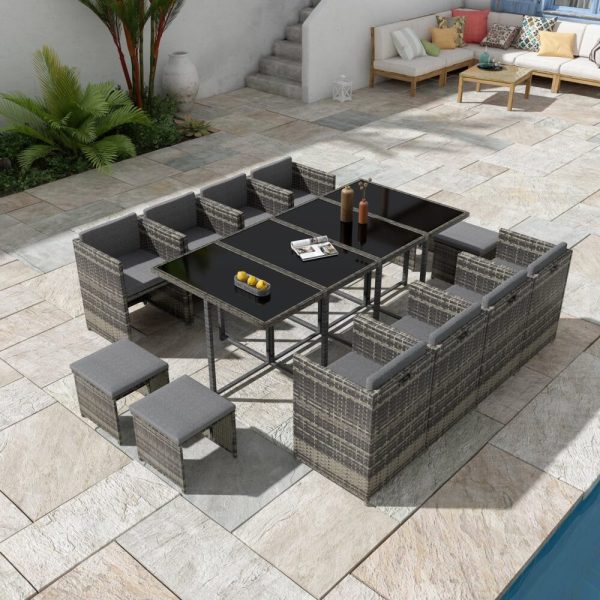 Bali 13PC Outdoor Dining Set-Grey - Image 2