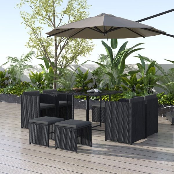 Horrocks 8 Seater Outdoor Dining Set-Black - Image 2