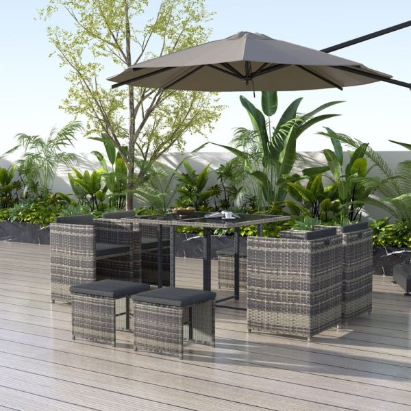 Horrocks 8 Seater Outdoor Dining Set-Grey - Image 2