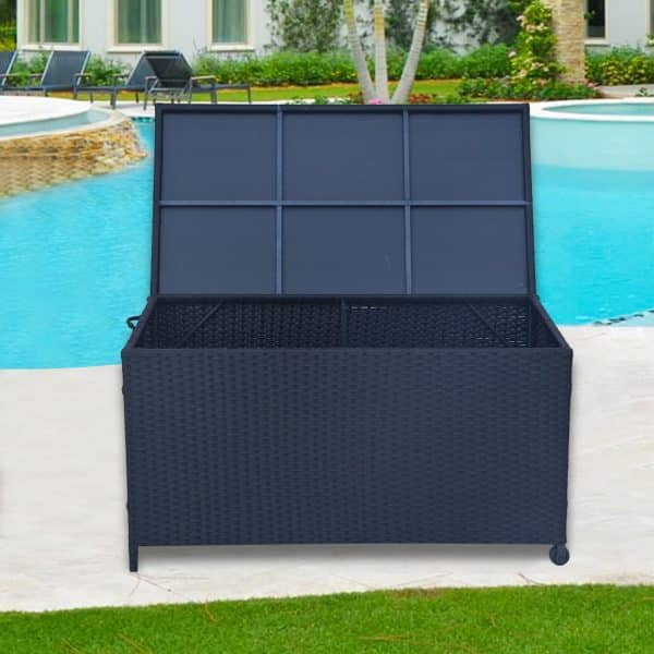 Outdoor PE Wicker Storage Box Garden 320L-Black - Image 2