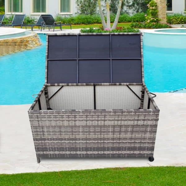 Outdoor PE Wicker Storage Box Garden 320L-Grey - Image 2