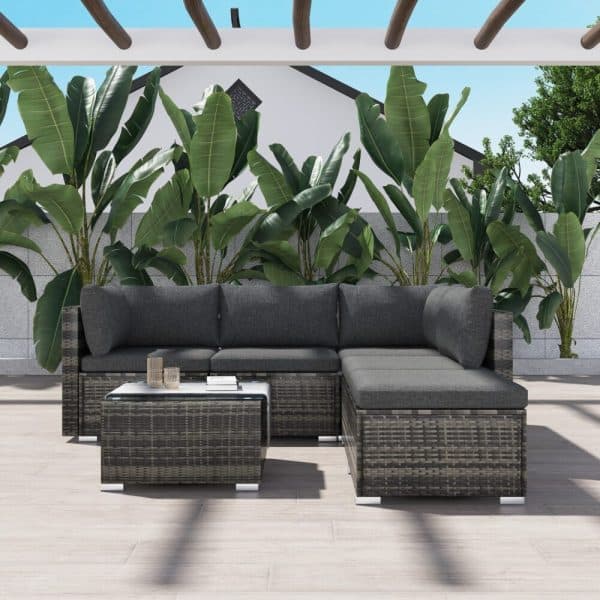 Ottoman-Style Outdoor Lounge Set in Grey - Image 2