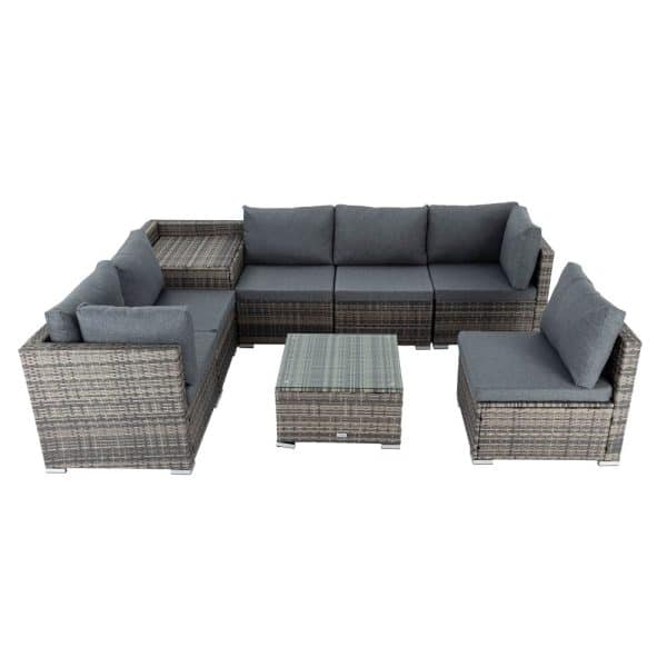 8PCS Outdoor Furniture Modular Lounge Sofa Lizard-Grey - Image 2