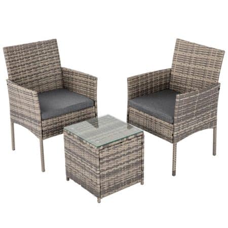 2 Seater PE Rattan Outdoor Furniture Chat Set- Mixed Grey - Image 2