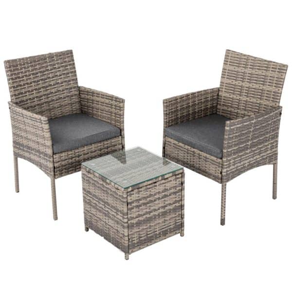 2 Seater PE Rattan Outdoor Furniture Chat Set- Mixed Grey - Image 2