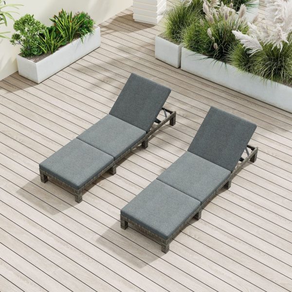 Grey Rattan Sunbed with Adjustable Recline - Image 2