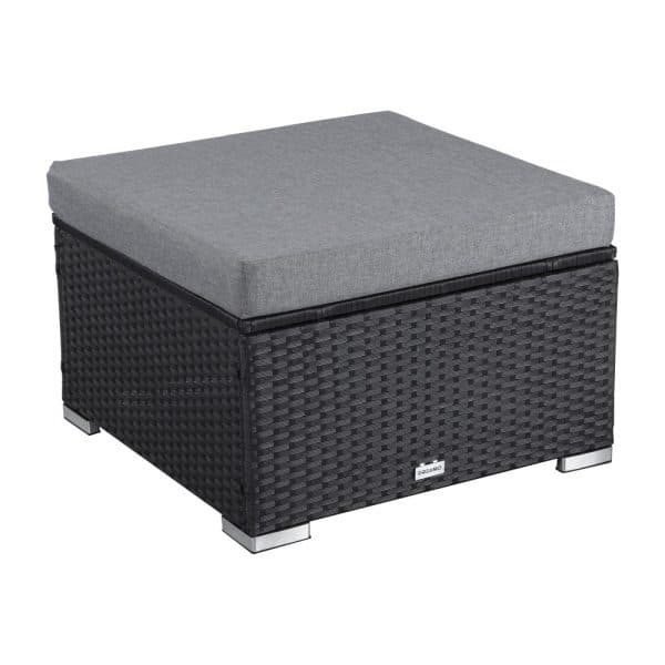 Outdoor wicker ottoman in Black - Image 2