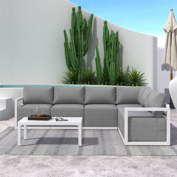 Alfresco Contemporary All-Weather Lounge Set – White - Image 2
