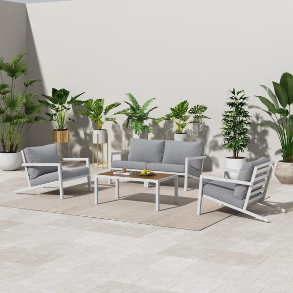 Aidan Garden Furniture Set in White — 5 pieces - Image 2