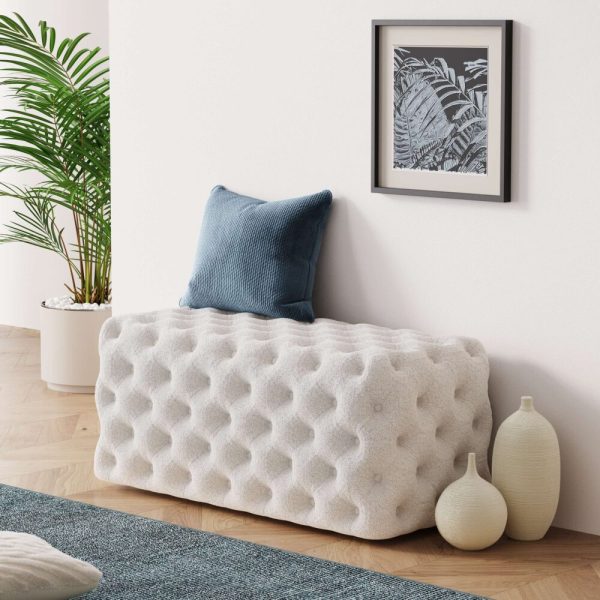 Elsa Tufted Ottoman Beach Boucle White-Rectangular - Image 2