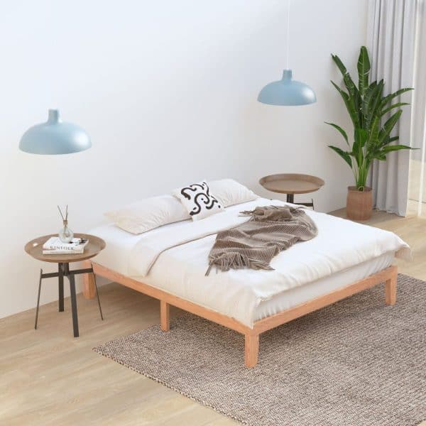 Warm Wooden Natural Bed Base Frame – Queen - Image 2