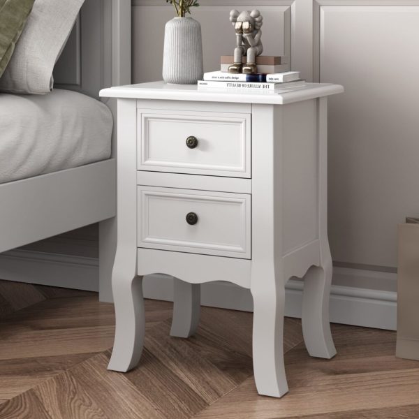 French Bedside Table Nightstand White Set of 2 - Image 2
