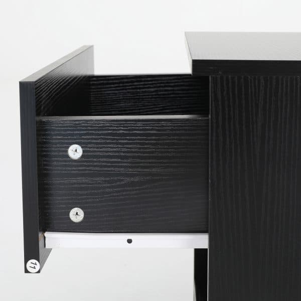 2X Bedside Table Side Storage Cabinet Nightstand Bedroom 1 Drawer 1 Shelf ELLA - BLACK - Image 2