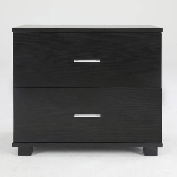 Bedside Table Side Storage Cabinet Nightstand Bedroom 2 Drawer Legs ETTA BLACK - Image 2