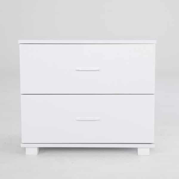 Bedside Table Side Storage Cabinet Nightstand Bedroom 2 Drawer Legs ETTA WHITE - Image 2