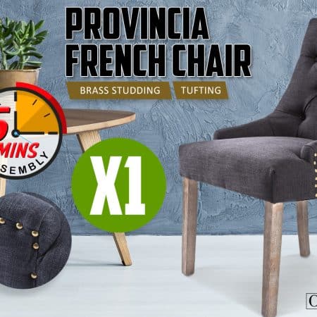 French Provincial Dining Chair Oak Leg AMOUR BLACK - Image 2