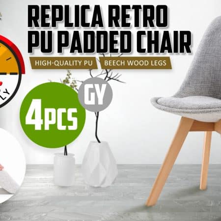 4X Retro Dining Cafe Chair Padded Seat GREY - Image 2