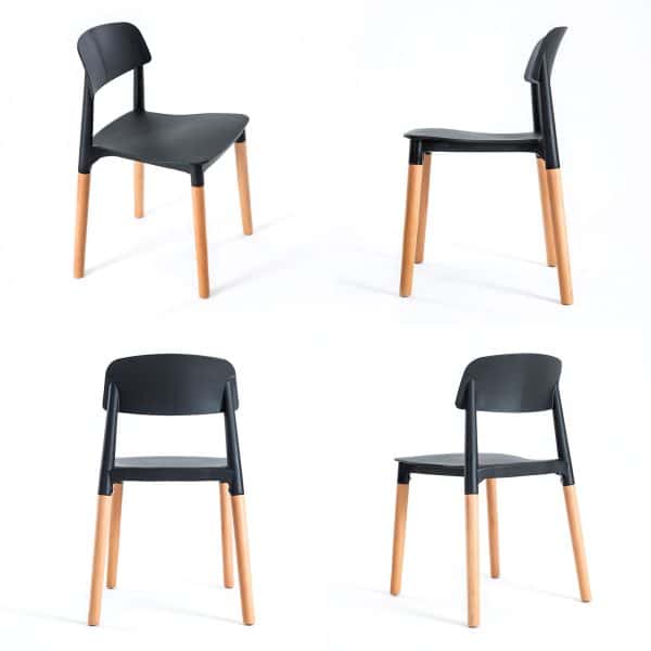 2X Retro Belloch Stackable Dining Cafe Chair BLACK - Image 2