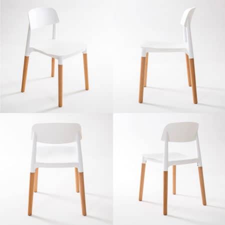 2X Retro Belloch Stackable Dining Cafe Chair WHITE - Image 2