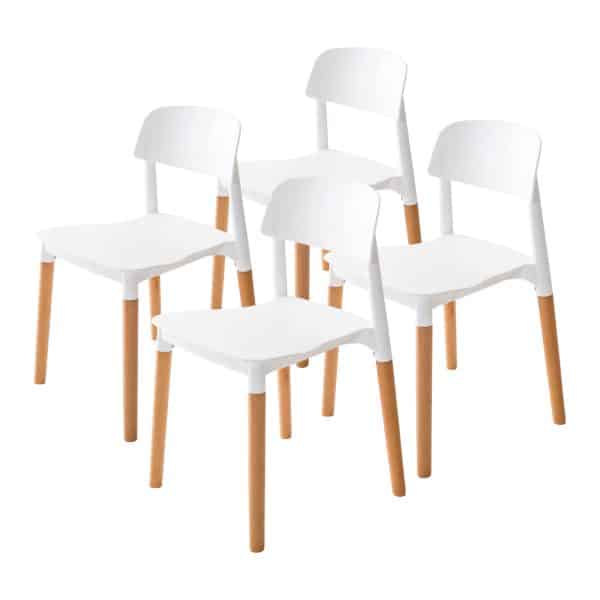 4X Retro Belloch Stackable Dining Cafe Chair WHITE